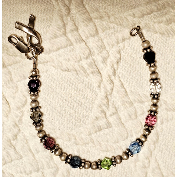 Sterling Silver Rhinestone Breast Cancer Awareness Bracelet 7" - Picture 5 of 7